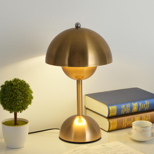 Lámpara De Mesa Con Control Táctil, Lámpara De Hongo Dorada