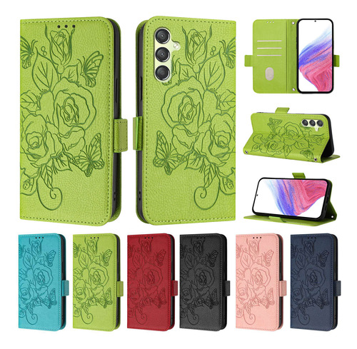 Funda Tipo Cartera De Piel 3d Con Forma De Flor Para Samsung Galaxy A06 A16 A26 A36 A56 A05s A15 A25 A35 A55 A04s A14 A24 A34 A54