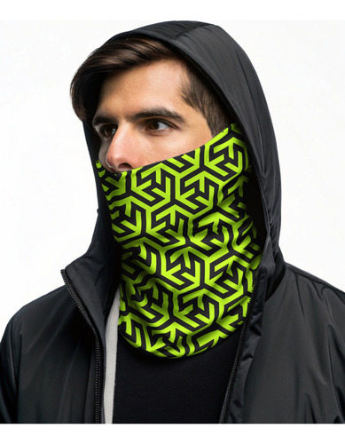 Neckwear Cuellera Doble Reversible Térmica Uv Multiuso Trexa Toxic Glow Estampado / Liso Unico Adulto