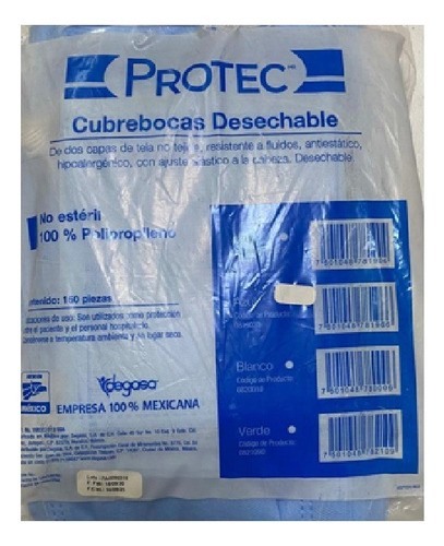 Cubrebocas Desechable Uso Hospitalario C/150 Protec