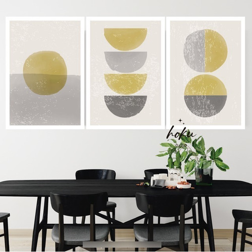 Cuadros (x3) Para El Escritorio - Abstracto Yellow