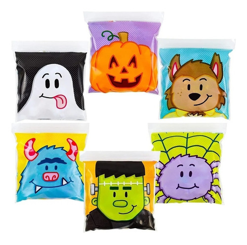 Bolsa Celofan Decorada Halloween Dulces Decoracion 30 Bolsas