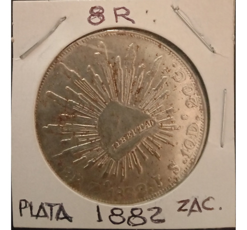 Moneda Antigua Plata De 8 Reales Zacatecas 1882, $1750 M.n.