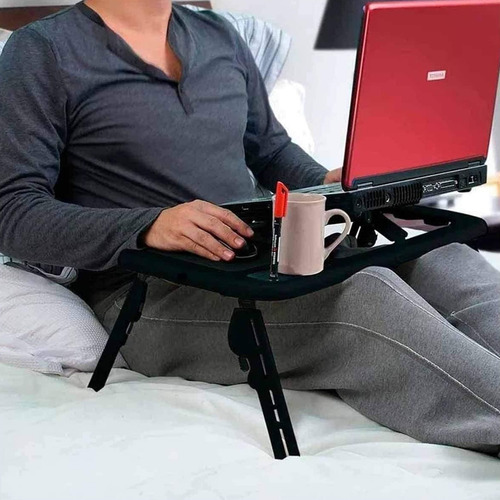 Mini Mesa Articulada Dobravel P/ Notebook Com Cooler Tomate