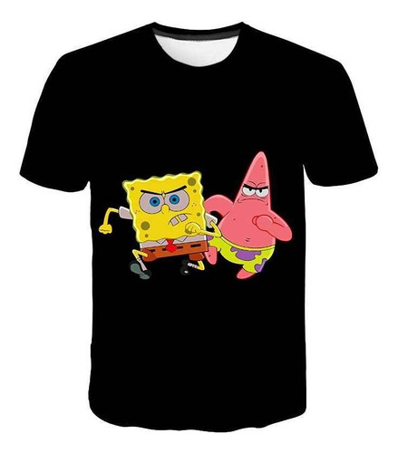 Adultos Y Niños Divertida Camiseta Impresa De Bob Esponja