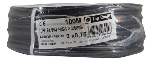 Cable Cordón Eléctrico H05vv-f 2x0.75 Rollo 100 Mt