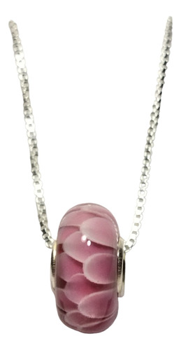 Charm Cristal De Murano Modelo Pétalos De Rosa, Plata Fina