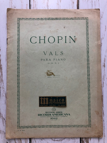 Chopin / Vals Para Piano / Op. 34 -n. 2 (español E Italiano)