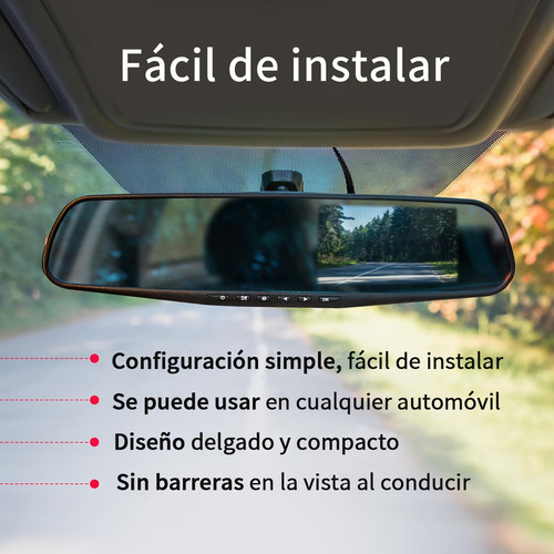 Cámara De Respaldo Fhd 1080p Mirror Dash Cam Espejo Retrovisor Inteligente Dvr Para Automóviles Y Camiones Sensor Gravedad Grabación Automática En Bucle Pantalla Retroiluminada Detección De Movimiento