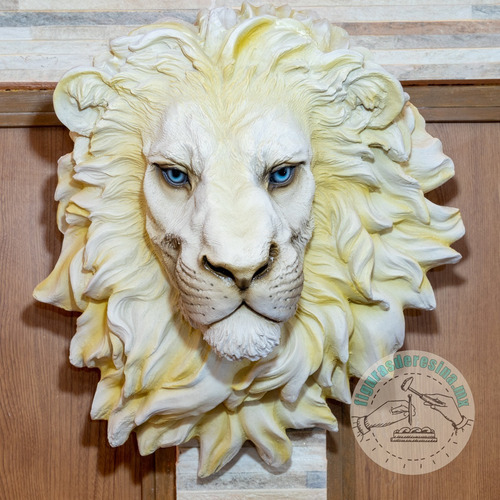 Cabeza De Leon Blanco De Resina Para Pared De Decoración