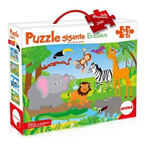 Puzzle Rompecabezas 16 Pz 48x34cm En La Selva Antex 3032