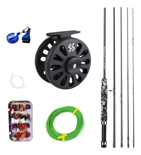 Kit Fly Fishing Completo #5 Vara 2.7 M 100%carbono + 4 Iscas