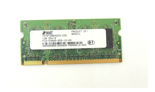 Imagem 2 de 2 de Memoria Para Notebook 1gb Ddr3 5300s Smart