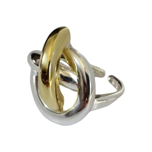 Anillo Combinado Dorado Y Plateado Oro Laminado Silver Gold