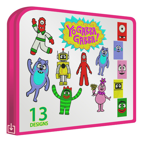 Yo Gaba Gaba Set 13 Matrices Bordado Brother Bordar Ropa