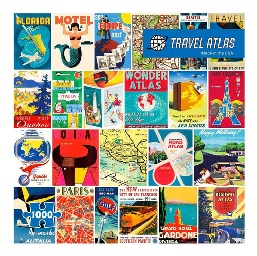 Re-marks Travel Atlas Retro Rompecabezas De 1000 Piezas Para