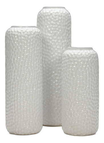 Conjunto De 3 De Ceramica Blanco Panal Del Hosley Jarron 1