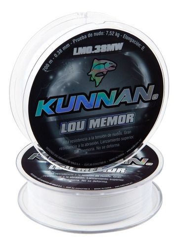 Nylon Tanza Kunnan Lou Memor X 200 Mts 0,55mm 16kg