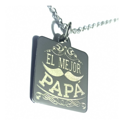 Imagen 2 de 8 de Medalla Acero Quirurgico Padre 20x22mm + Grabado + Cadena
