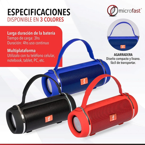 Parlante Bluetooth Portátil Inalámbrico Batería 12hs Potente