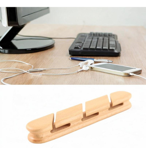 Organizador De Cables Autoadhesivo Multiusos Grande Madera