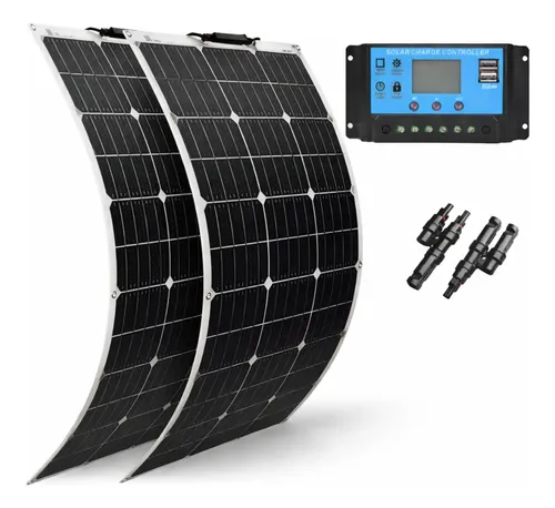 Kit 2 Placas Solar Caminhão 200w Flexível + Controlador 30a