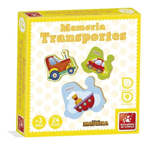 Jogo Memoria Transportes Madeira Brinquedo Educativo 24 Pçs