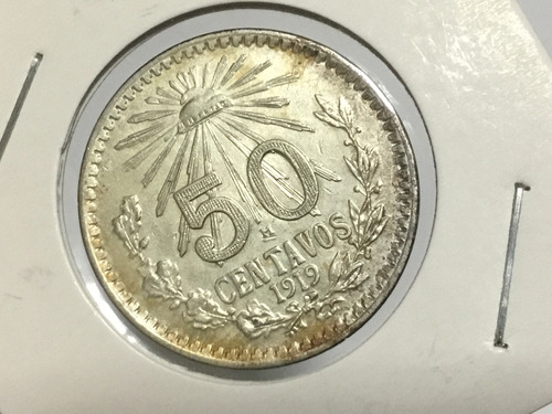 50 Centavos Resplandor 1919 Ley .800