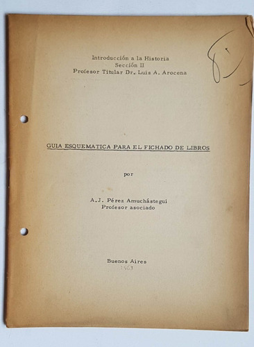 Guia Esquematica Para El Fichado De Libros, P. Amuchastegui