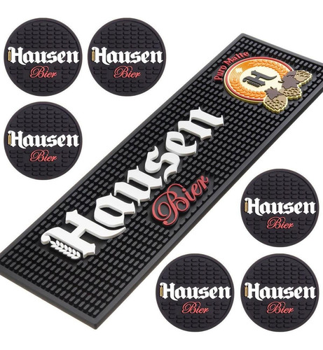 Kit Hausen Bar Mat + 6 Porta Copos Tapete Para Copos