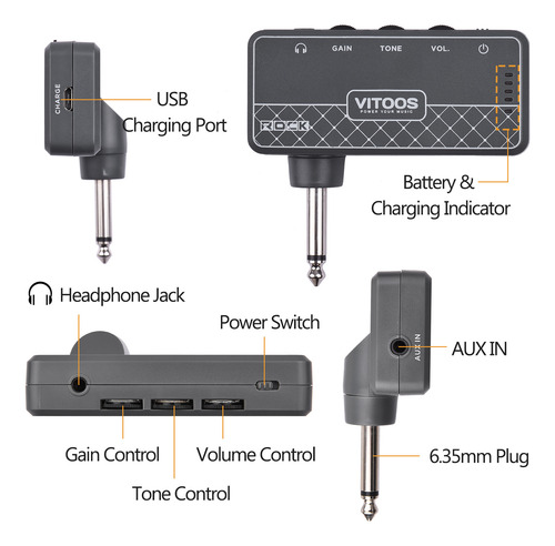 Amplificador De Auriculares Vitoos Rock Guitar Con Conector