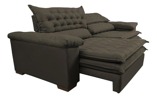Sofá Retrátil e Reclinável Molas Ensacadas Cama inBox Botonê 2,12m Espuma Viscoelástico Suede Café