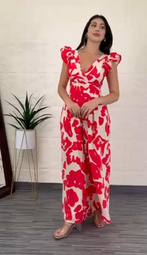 Enterizo Mujer Rojo Con Diseño Elegante Pack X2 - Capuli