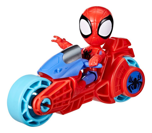 Marvel Spidey And His Amazing Friends Figura preescolar de Spidey Con Motocicleta