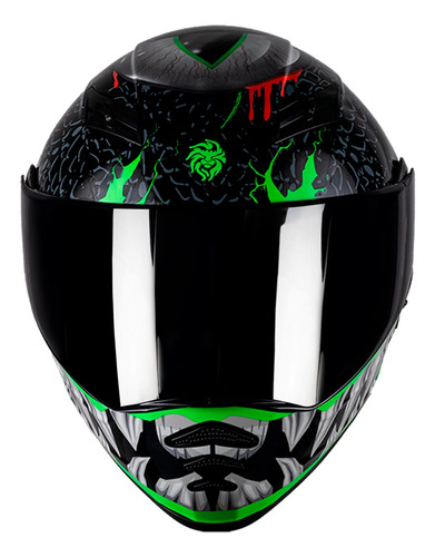 Casco Kov Estelar Troll Negro Led Abatible Fluorescente