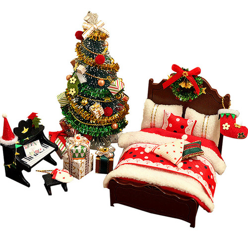 [ Kit De Casa De Muñecas En Miniatura Navideña For