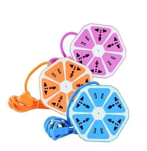 Zapatilla Hexagonal Usb Enchufes 5 Toma Corriente 2 220v 