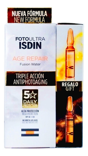 Imagen 2 de 9 de Isdin Age Repair Foto Ultra Spf50 Fusion Water 50ml