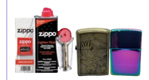 Kit Zippo/gas,piedra,mecha +2encendedores Tippo Zippo Eagle1