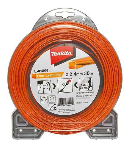 Imagen 1 de 6 de Hilo P/ Desbrozadora Nylon Trebol 2.4mm X 30m Makita E01806