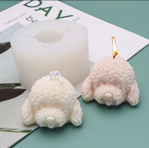 Molde Silicona Carita Cara Perro Caniche Velas Resina Jabon