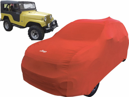 Capa De Tecido Para Carro Jeep Willys Cor Vermelha