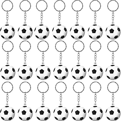 Blulu 30 Pack Soccer Keychains Soccer Stress Ball Sports Bal