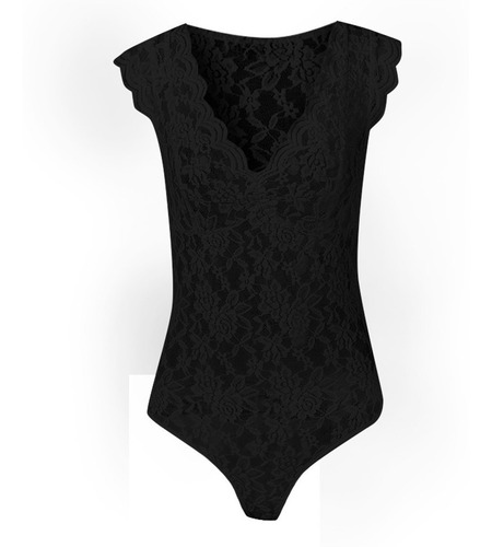2z Body Sin Mangas Con Cuello En V Para Mujer De Encaje Sóli