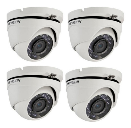Imagen 1 de 9 de Pack 4 Camara Domo Exterior Hikvision 1080p 2mpx Full Hd