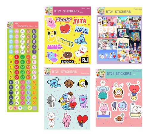 Bts Kit De Calcomanias/stickers Bt21 | 5 Plantillas Kpop