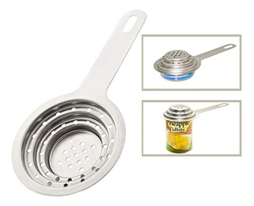 Colador De Latas De Acero Inoxidable Con Mango Plateado