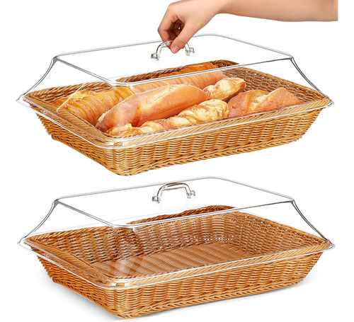 Caja De Almacenamiento De Fruta Tejida Con Tapa Para Cocina