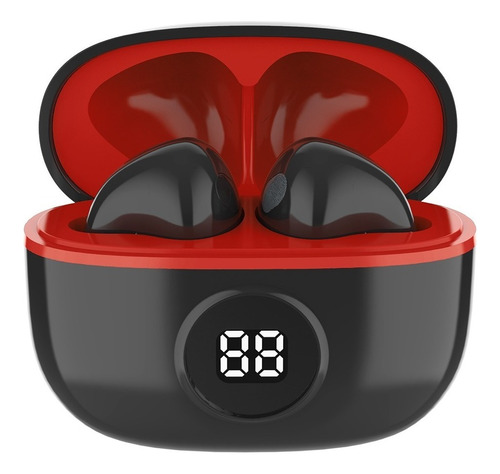 Fone De Ouvido In-ear Sem Fio Bluetooth Visor Led Wb Mini Io Cor Vermelho