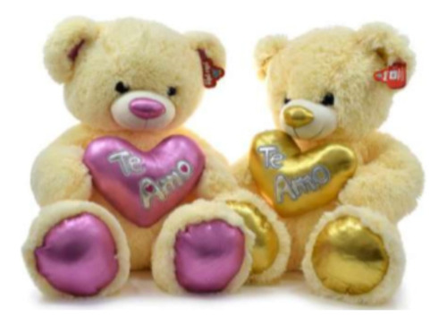 Oso De Peluche Con Corazón Te Amo Rosado O Dorado Cs